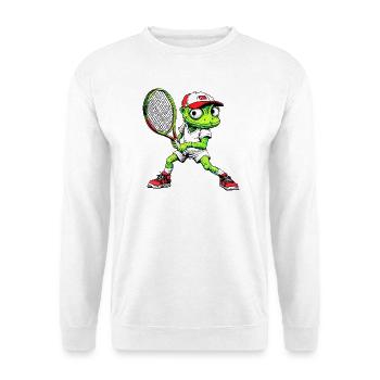 Chamäleone Tennis / Tennisspieler Chamäleon - Unisex Pullover - Weiß - Vorne - Alina (178cm) & Michal (187cm)