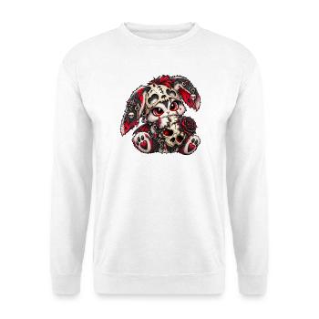 Gothic Hase mit Totenkopf – Dark Kawaii - Unisex Pullover - Weiß - Vorne - Alina (178cm) & Michal (187cm)