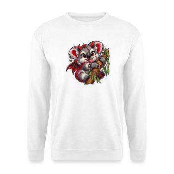 Gothic Koala mit Eukalyptus – Dark Kawaii - Unisex Pullover - Weiß - Vorne - Alina (178cm) & Michal (187cm)
