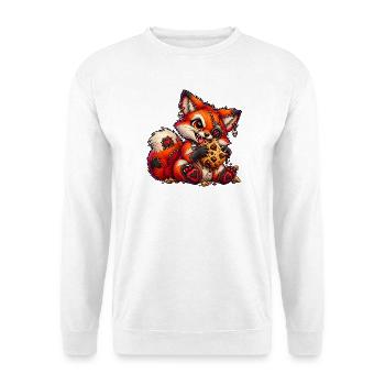 Gothic Fuchs mit Keksen – Süßer Punk Cartoon - Unisex Pullover - Weiß - Vorne - Alina (178cm) & Michal (187cm)
