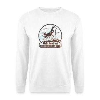 Husky - Mein Hund hat seinen eigenen Kopf. - Unisex Pullover - Weiß - Vorne - Alina (178cm) & Michal (187cm)