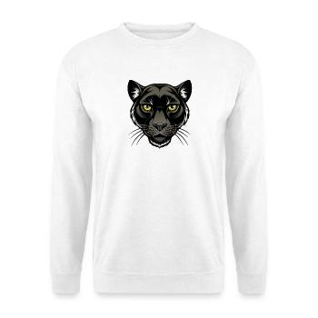 Panthergesicht - Unisex Pullover - Weiß - Vorne - Alina (178cm) & Michal (187cm)