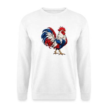 Stolzer Gallischer Hahn - Frankreich Nationaltier  - Unisex Pullover - Weiß - Vorne - Alina (178cm) & Michal (187cm)