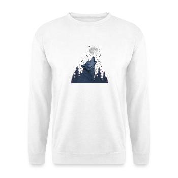 Mondbeschienenes Wolfsheulen - Unisex Pullover - Weiß - Vorne - Alina (178cm) & Michal (187cm)