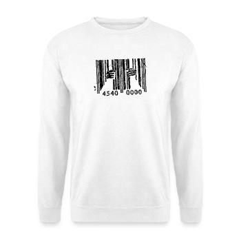 BARSCODE - Unisex Pullover - Weiß - Vorne - Alina (178cm) & Michal (187cm)