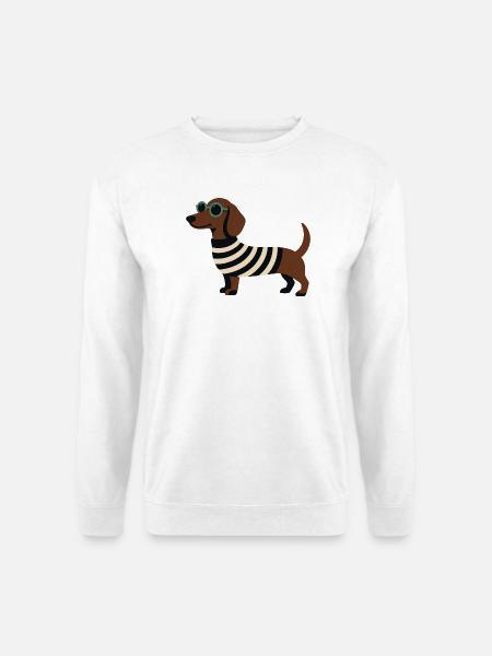 Dackel mit Sonnenbrille - Unisex Pullover - Weiß