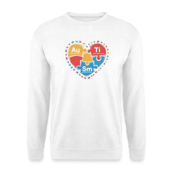 Herzpuzzle Au Ti Sm Autismus-Bewusstsein - Unisex Pullover - Weiß - Vorne - Alina (178cm) & Michal (187cm)
