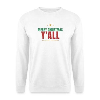 Merry Christmas Y'all – Buffalo Plaid - Unisex Pullover - Weiß - Vorne - Alina (178cm) & Michal (187cm)