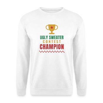 Ugly Sweater Contest Champion – Christmas - Unisex Pullover - Weiß - Vorne - Alina (178cm) & Michal (187cm)