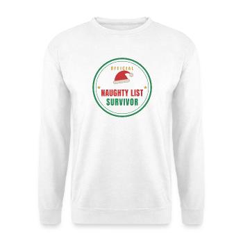 Naughty List Survivor – Funny Christmas - Unisex Pullover - Weiß - Vorne - Alina (178cm) & Michal (187cm)
