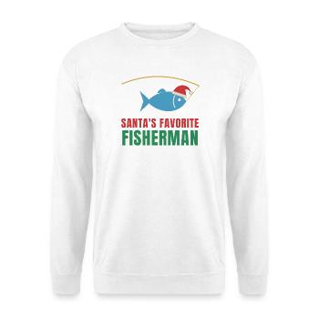 Santa's Favorite Fisherman – Fishing Christmas - Unisex Pullover - Weiß - Vorne - Alina (178cm) & Michal (187cm)
