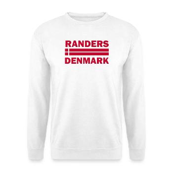 Typografie der nordischen Flagge von Randers, Dänemark - Unisex Pullover - Weiß - Vorne - Alina (178cm) & Michal (187cm)