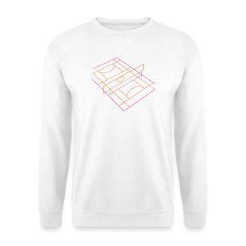 Volleyballfeld Zeichnung - Unisex Pullover - Weiß - Vorne - Alina (178cm) & Michal (187cm)