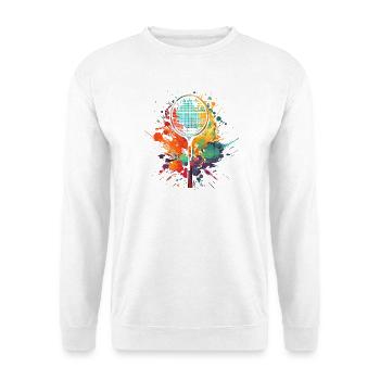 Badmintonschläger Graffiti - Unisex Pullover - Weiß - Vorne - Alina (178cm) & Michal (187cm)