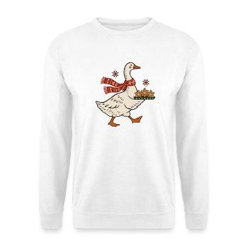 Weihnachtsgans Plätzchen Backen Weihnachtsbäckerei - Unisex Pullover - Weiß - Vorne - Alina (178cm) & Michal (187cm)