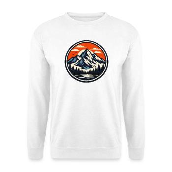 Bergsee Sonnenuntergang Rundlogo - Unisex Pullover - Weiß - Vorne - Alina (178cm) & Michal (187cm)