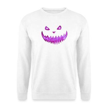 Kürbisfratze Pink - Knalliges Halloween Gesicht - Unisex Pullover - Weiß - Vorne - Alina (178cm) & Michal (187cm)