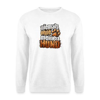Niemals ohne meinen Hund – Pfotenliebe - Unisex Pullover - Weiß - Vorne - Alina (178cm) & Michal (187cm)