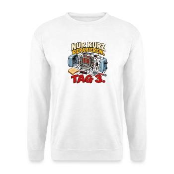 Kurzreparatur Tag 3 - Unisex Pullover - Weiß - Vorne - Alina (178cm) & Michal (187cm)