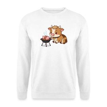 Spanferkel Grill für Veranstaltungen Spaß Lustig - Unisex Pullover - Weiß - Vorne - Alina (178cm) & Michal (187cm)