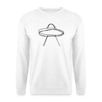 Ufo handgezeichnet - Unisex Pullover - Weiß - Vorne - Alina (178cm) & Michal (187cm)