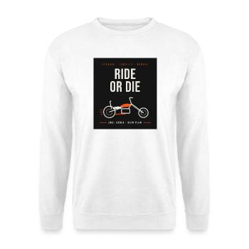 Ride or Die: Zweirad Freiheit - Unisex Pullover - Weiß - Vorne - Alina (178cm) & Michal (187cm)