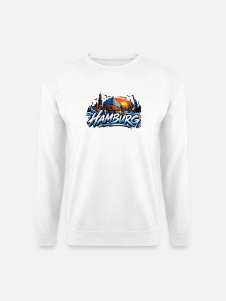 Hamburg Graffiti Hafen Skyline - Unisex Pullover - Weiß