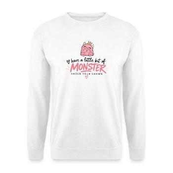 Monster unter der Krone – Süßes Statement - Unisex Pullover - Weiß - Vorne - Alina (178cm) & Michal (187cm)