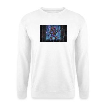 Cyber Lebkuchenmann – Robo Gingerbread Neon - Unisex Pullover - Weiß - Vorne - Alina (178cm) & Michal (187cm)