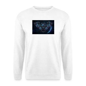 Cyber Fledermaus – Mechanical Glitch Bat Neon - Unisex Pullover - Weiß - Vorne - Alina (178cm) & Michal (187cm)
