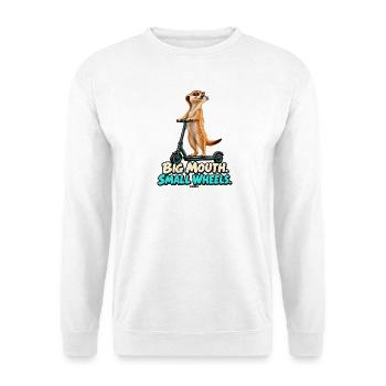Big Mouth, Small Wheels – Erdmännchen - Unisex Pullover - Weiß - Vorne - Alina (178cm) & Michal (187cm)