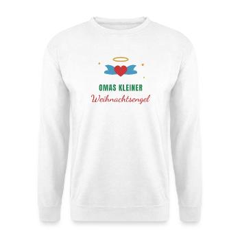 Omas kleiner Weihnachtsengel – Kinder - Unisex Pullover - Weiß - Vorne - Alina (178cm) & Michal (187cm)