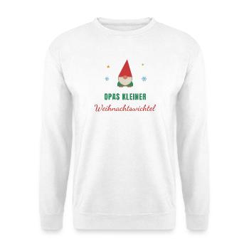 Opas kleiner Weihnachtswichtel – Kinder - Unisex Pullover - Weiß - Vorne - Alina (178cm) & Michal (187cm)