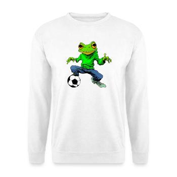 Fussball Frosch - Unisex Pullover - Weiß - Vorne - Alina (178cm) & Michal (187cm)