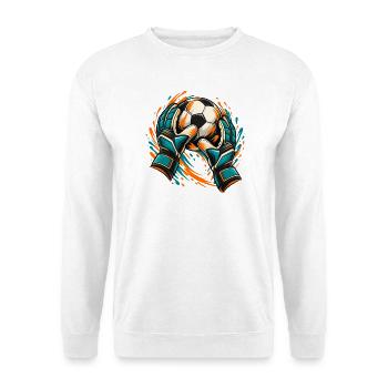 Vivid Soccer-Torwart-Rettungs-Grafik - Unisex Pullover - Weiß - Vorne - Alina (178cm) & Michal (187cm)