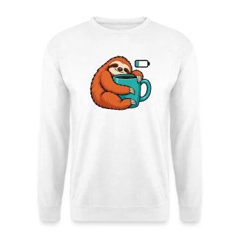 Cozy Sloth Kaffeetasse Kunst - Unisex Pullover - Weiß - Vorne - Alina (178cm) & Michal (187cm)