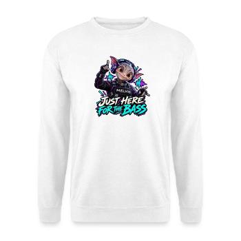 Melvig – Just Here for the Bass - Unisex Pullover - Weiß - Vorne - Alina (178cm) & Michal (187cm)