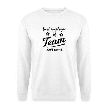 Bester Mitarbeiter im Team Schriftzug Geschenk - Unisex Pullover - Weiß - Vorne - Alina (178cm) & Michal (187cm)