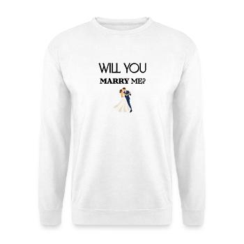 Will you marry me Heiratsantrag süße Geschenkidee  - Unisex Pullover - Weiß - Vorne - Alina (178cm) & Michal (187cm)