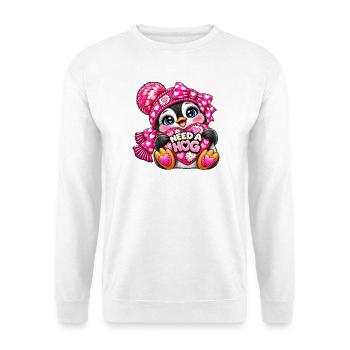 Need a Hug Pinguin Herzen - Unisex Pullover - Weiß - Vorne - Alina (178cm) & Michal (187cm)