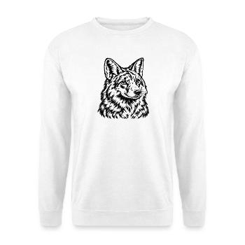 Rotfuchs – Klassisches Schwarz Weiß Porträt - Unisex Pullover - Weiß - Vorne - Alina (178cm) & Michal (187cm)