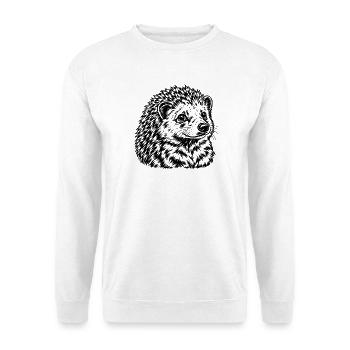 Igel – Niedliches Schwarz Weiß Tierporträt - Unisex Pullover - Weiß - Vorne - Alina (178cm) & Michal (187cm)