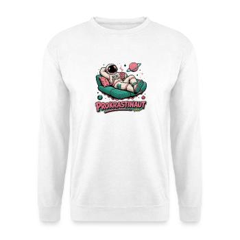 Prokrastinaut auf dem Sofa im All - Unisex Pullover - Weiß - Vorne - Alina (178cm) & Michal (187cm)