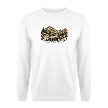 Gravel Escape – Abenteuer auf zwei Rädern - Unisex Pullover - Weiß - Vorne - Alina (178cm) & Michal (187cm)