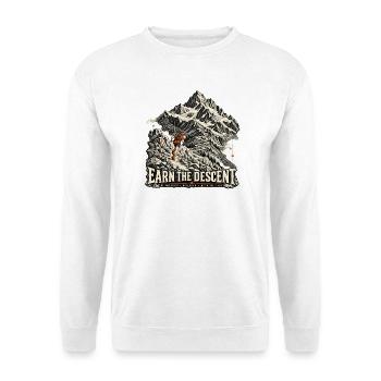 Earn The Descent – Topographic Ultra Trail - Unisex Pullover - Weiß - Vorne - Alina (178cm) & Michal (187cm)