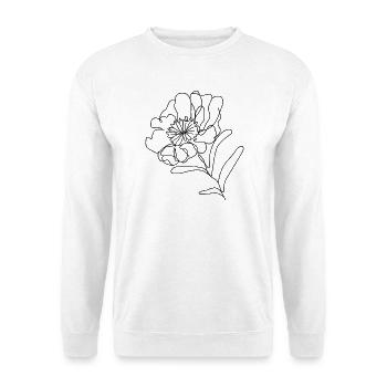 Pfingstrosenzeichnung Illustration - Unisex Pullover - Weiß - Vorne - Alina (178cm) & Michal (187cm)
