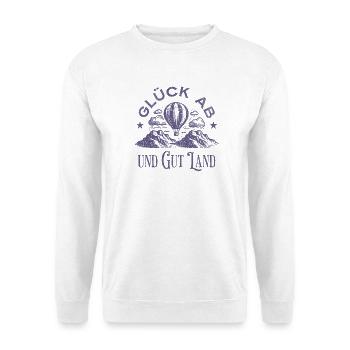 Glück Ab Und Gut Land Heißluftballon - Unisex Pullover - Weiß - Vorne - Alina (178cm) & Michal (187cm)