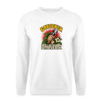 Gardener's Bold Bloom - Unisex Pullover - Weiß - Vorne - Alina (178cm) & Michal (187cm)