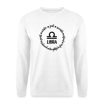 Lobra-Tierkreis-Astrologie-Horoskop-Design - Unisex Pullover - Weiß - Vorne - Alina (178cm) & Michal (187cm)