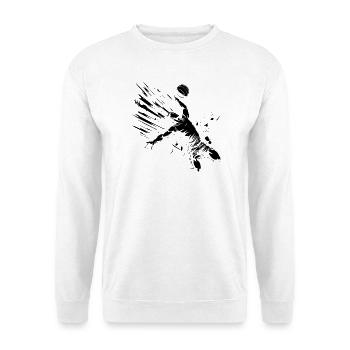Volleyballer Zeichnung - Unisex Pullover - Weiß - Vorne - Alina (178cm) & Michal (187cm)